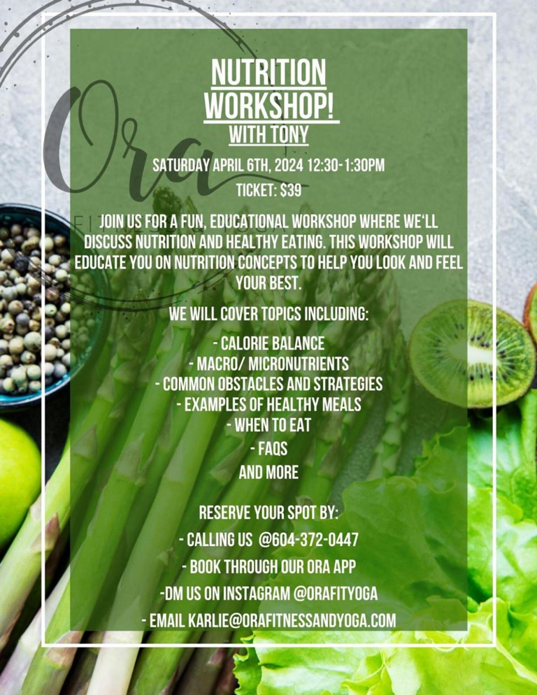 nutrition workshop at Ora Fitness and Yoga