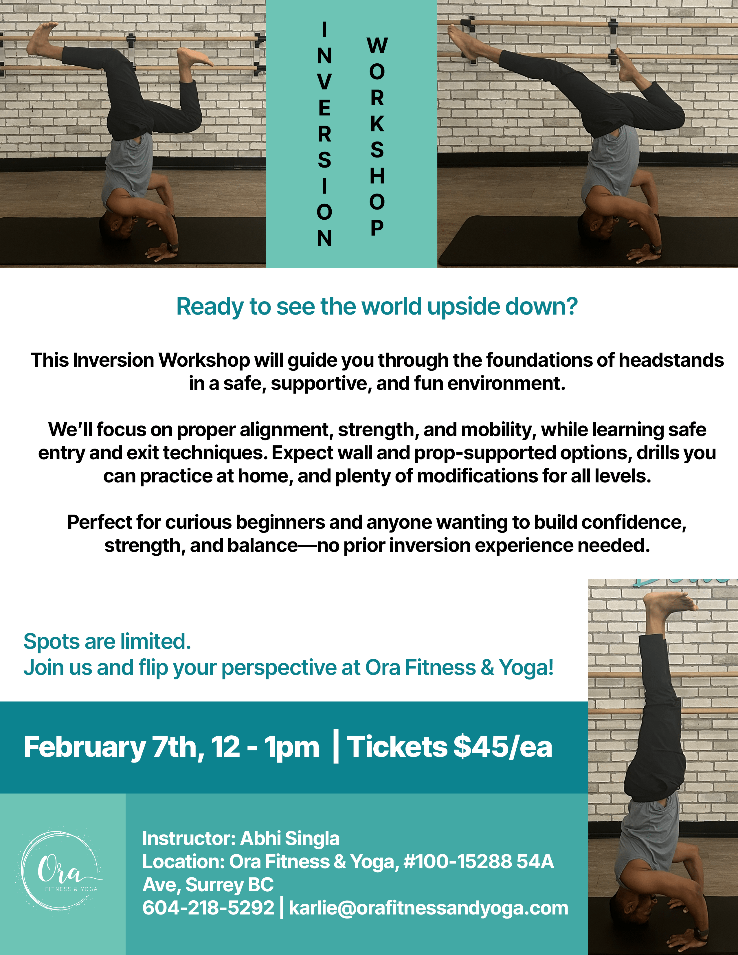 Inversion Workshop Poster headstands inversion workshop